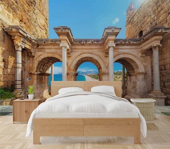 Antalya Tarihi Hadrian Kapısı Duvar Kağıdı - Resim 2