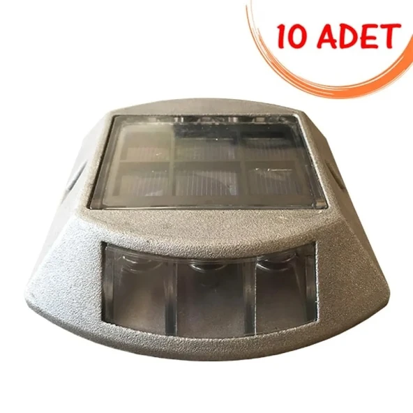 Işıklı Metal Buton Güneş Enerjili Yol Butonu Solar Ledli Trafik Yol Butonu Kırmızı (10 ADET)