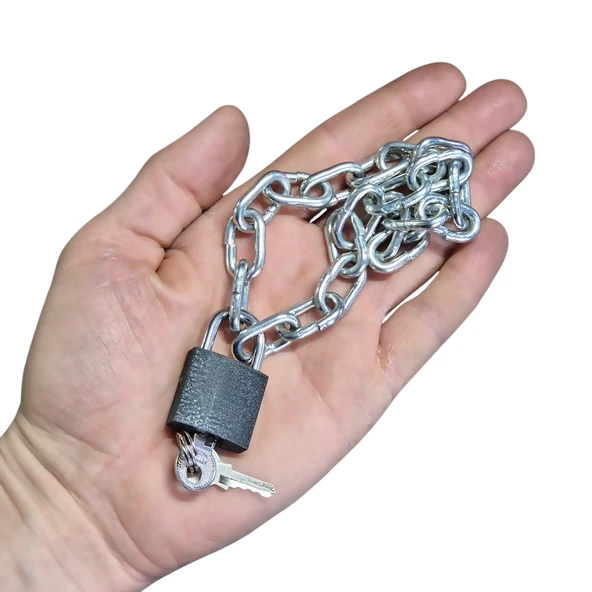 Zincirli Asma Kilit Kyk Yurt Dolabı Kilitleme Zinciri Spor Salonu Askeriye Dolap Kilidi - 3