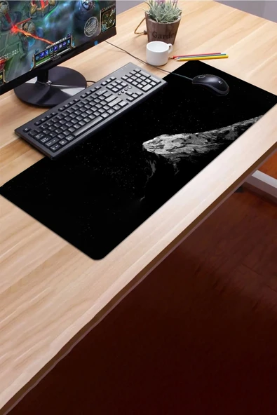 SonicTouch Siyah Dağ Temalı Gamer Oyuncu Dikişsiz Sıvı Geçirmez Klavye Mouse Pad 32x70Cm - 3