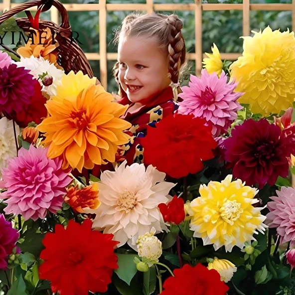 Aynı Sene Çiçek Açan Dev Çiçekli Mixed Dahlia Yumrusu (5 adet)