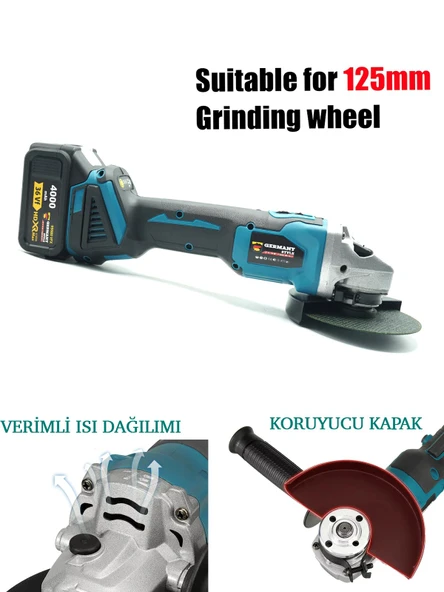 Germany Style Akülü 4lü Set Avuç Taşlama, Kırıcı Delici Hilti, Somun Sıkma , Vidalama Matkap - 6