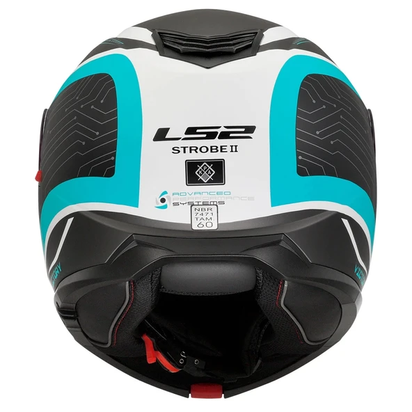LS2 STROBE 2 VICTORY MAT TITANIUM-BEYAZ-METAL MAVİ KASK - 3