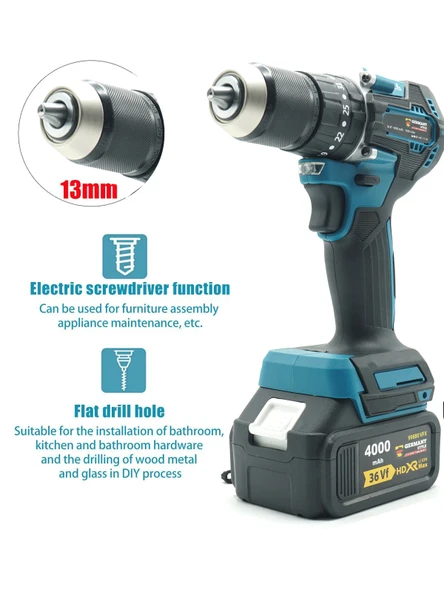 Germany Style Akülü 4lü Set Avuç Taşlama, Kırıcı Delici Hilti, Somun Sıkma , Vidalama Matkap - 4