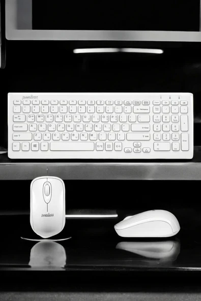 Q Klavye Beyaz Klavye Ve Mouse Seti Kablosuz USB Girişli - 5