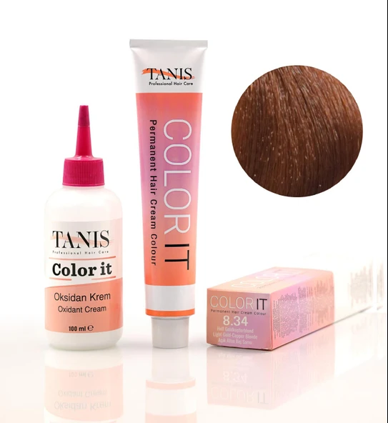 TANİS COLOR-IT (100 ML) Permanent Saç boyası 8.34 (Parlak Altın Bakır Sarısı))