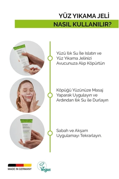 VITAYES Yüz Temizleme Jeli Yağlı Akne Siyah Noktaya Yatkın Ciltler Için Yeşil Çay Özlü Köpük Yüz Yıkama Jeli - 4