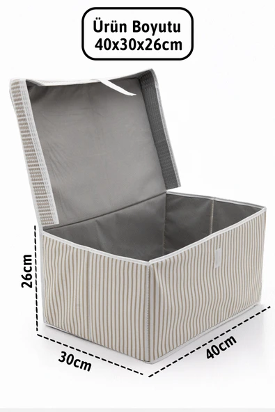 Kapaklı Mini 6lı Hurç 40x30x26 - Kahverengi - Resim 4