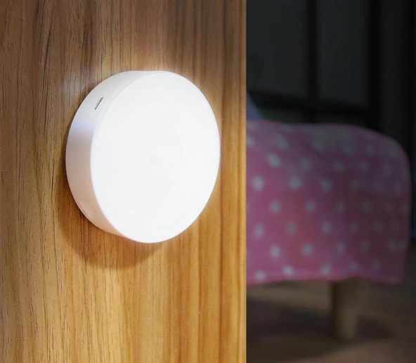 Hareket Sensörlü LED Gece Lambası Kablosuz Yuvarlak USB Şarjlı Gece Lambası 3 Adet - 4