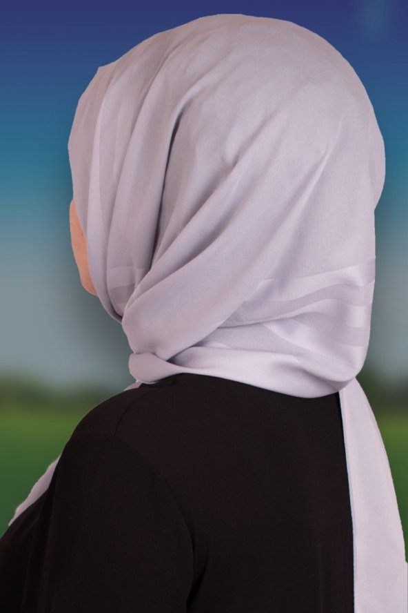 İkinciten Leya Soft Pamuk Şifon Şeritli Şal 190x75 cm Açık Gri - 2