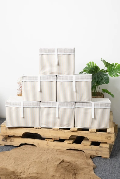 Kapaklı Mini 6lı Hurç 40x30x26 - Kahverengi - Resim 2