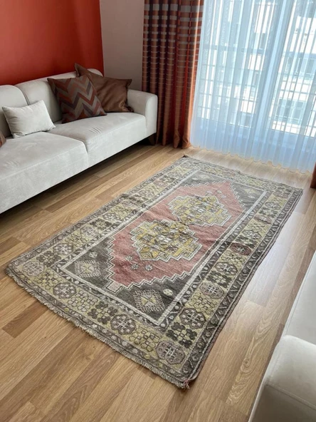127x217 cm Küçük Türk Halı, El Dokuma Yün Halı, Benzersiz Motifler, Vintage Bohem Zemin Halısı, Sıcak Şık Ev Dekor - 2