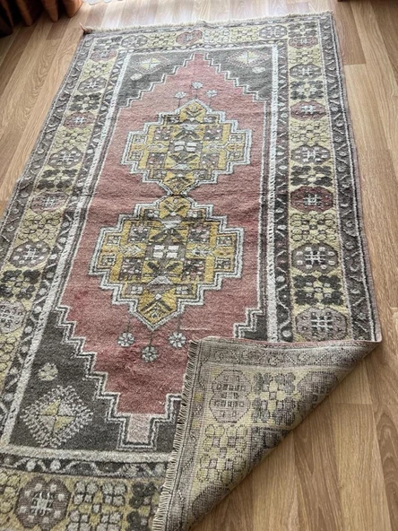 127x217 cm Küçük Türk Halı, El Dokuma Yün Halı, Benzersiz Motifler, Vintage Bohem Zemin Halısı, Sıcak Şık Ev Dekor