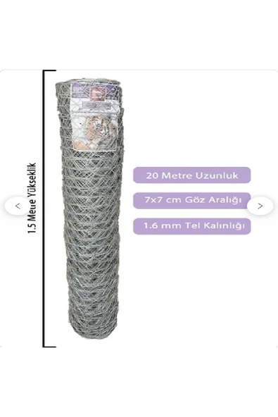 Hastel 1.50 Cm Yüksekliğinde 20 Mt Uzunluğunda 7*7 Göz 1.6 Mm Kalınlığında Bahçe Çit Teli