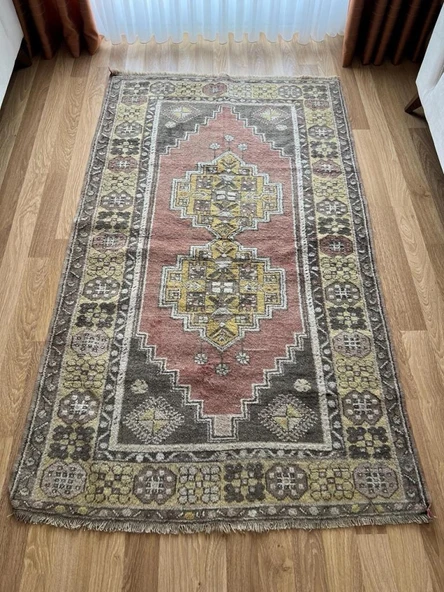 127x217 cm Küçük Türk Halı, El Dokuma Yün Halı, Benzersiz Motifler, Vintage Bohem Zemin Halısı, Sıcak Şık Ev Dekor - 7