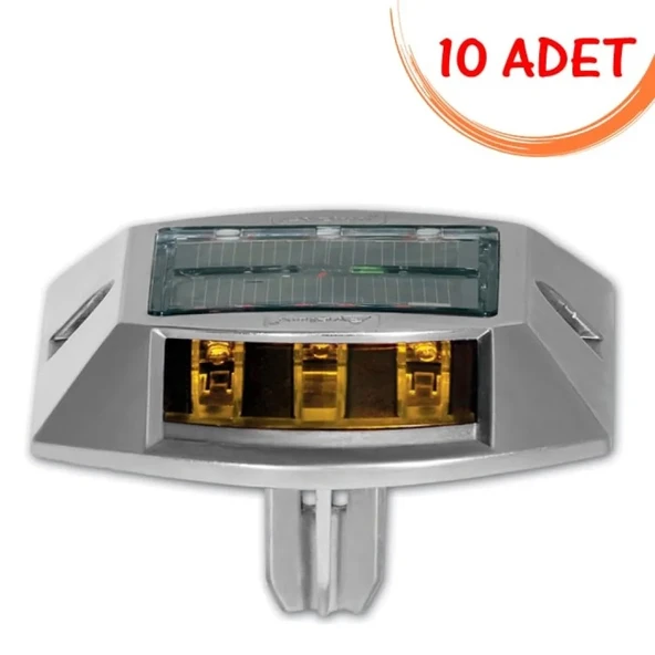 Güneş Enerjili Yol Butonları Güneş Enerjili Yol Butonu Ledli Solar Buton Sarı (10 ADET)