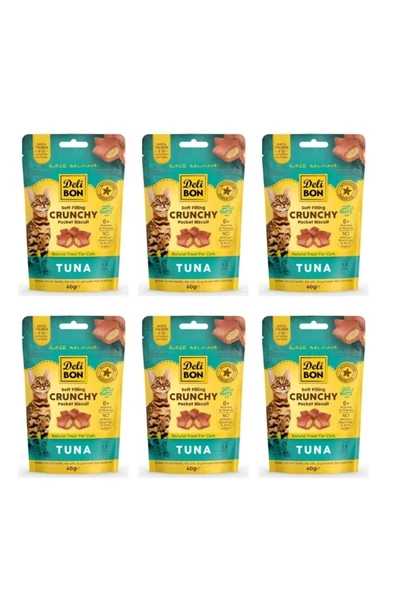 Crunchy İçi Dolgulu Ton Balıklı Kedi Ödül Bisküvisi (6x 60gr)