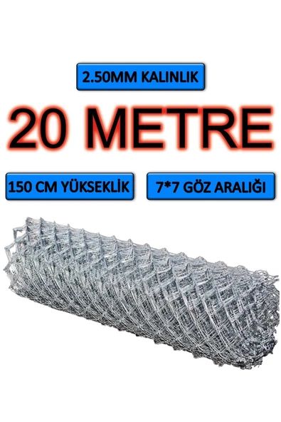BKN Tel Örgü 2.5mm Kalınlık - 7*7 Göz - (1.5M*20M) Tel Örgü Bahçe Teli Çit Teli Galvanizli Tel Örgü