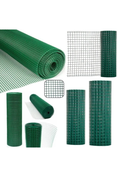 EldenHırdavat Pvc Kaplı 50x50 mm Puntalı Tel Bahçe Kümes Kafes Teli 1x 25 mt
