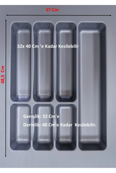 Ersa Hırdavat 37cm X 48,5cm Çekmece Içi Kaşıklık Gri (32X40 CM'E KADAR KESİLEBİLİR) - 2