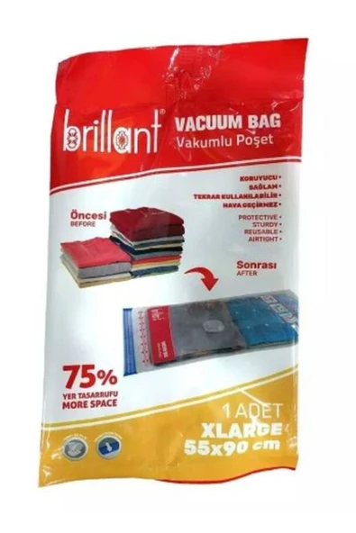 Brilliant Vakumlu Poşet 55*90CM XLarge Boy Oldukça Kullanışlı