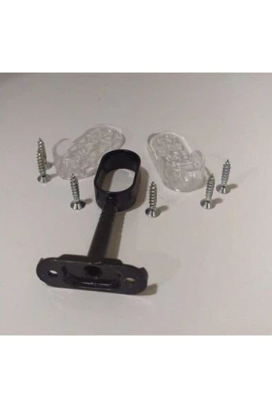 FSM Siyah Oval 100cm Alüminyum Dolap İçi Elbise Askı Borusu Aparatları Vidaları - 2