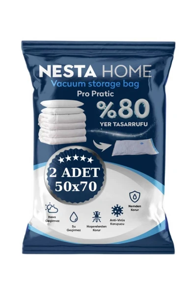 NESTA HOME PRO PRATİC 2 ADET ORTA BOY 50X70 vakumlu hurç vakumlu poşet,torba,düzenleyici saklama