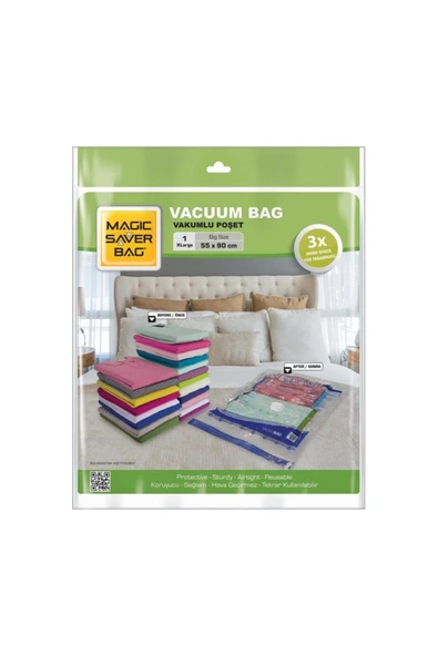 MAGİC SAVER Bag 3 Adet Xlarge Beden Vakumlu Poşet 55x90 Cm