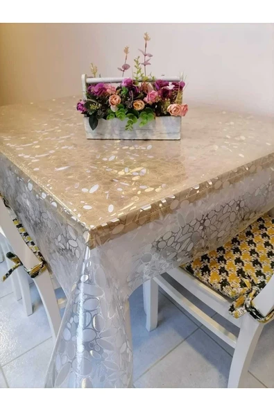 Başak Ev Tekstili Statik Masa Örtüsü ,cam Buzlama Şeffaf Desenli 0,18 Kalınlığında