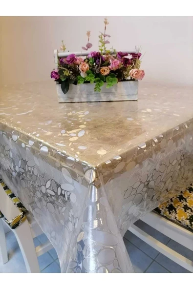 Başak Ev Tekstili Statik Masa Örtüsü ,cam Buzlama Şeffaf Desenli 0,18 Kalınlığında - 3