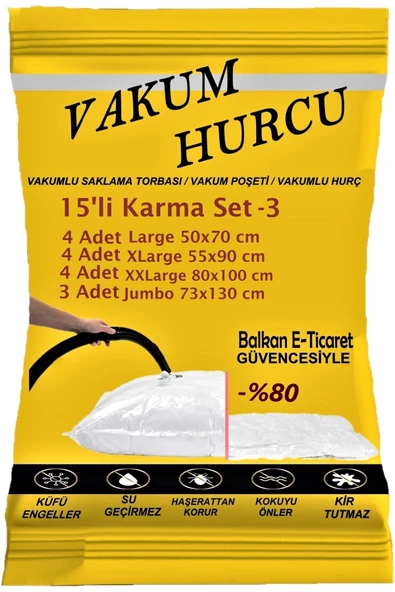 Vakum Hurcu 15'li Karma Set-3 Vakumlu Hurç - Vakumlu Poşet -