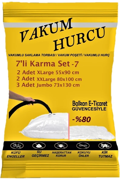 Vakum Hurcu 7'li Karma Set-7 Vakumlu Hurç - Vakumlu Poşet -