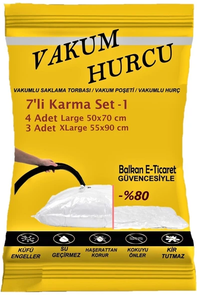 Vakum Hurcu 7'li Karma Set-1 Vakumlu Hurç - Vakumlu Poşet -