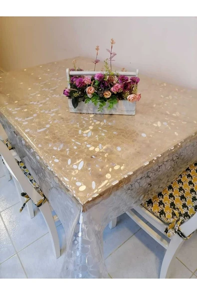 Başak Ev Tekstili Statik Masa Örtüsü ,cam Buzlama Şeffaf Desenli 0,18 Kalınlığında - 2