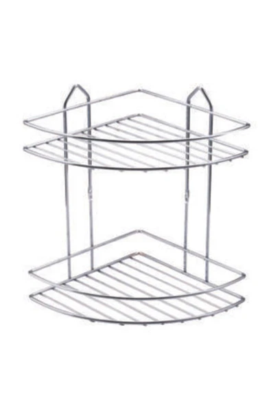 Paslanmaz Krom 2li Banyo Köşeliği Şampuanlık Köşelik Banyo Rafı