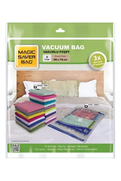 MAGİC SAVER Vakumlu Hurç 2'li Set Large 50x70 - 2 - Turuncu - Resim 2