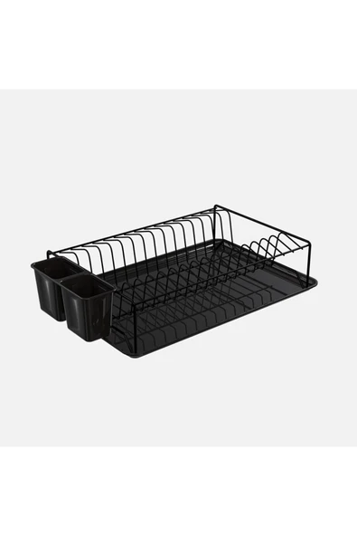 Metaltex Tek Katlı Tablalı Bulaşıklık Pvc Kaplama Siyah 40x27x10cm - 2