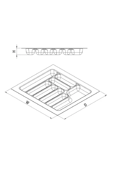 Tempo Gri Renk Çekmece Içi Düzenleyici Kaşıklık T-2255 / 55x49 Cm - 3