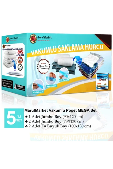 Vakumlu Poşet Seti 5'li Mega Boy Vakumlu Hurç ürün görseli 1