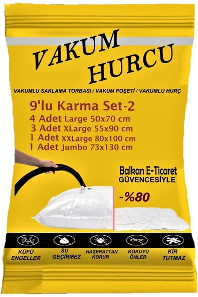 Vakum Hurcu 9'lu Karma Set-2 Vakumlu Hurç - Vakumlu Poşet -