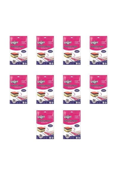 Vindex Vakumlu Giyisi Yastık Yorgan Saklama Torbası Poşeti Hurç - Large - 50x70 Cm. - 10 Paket