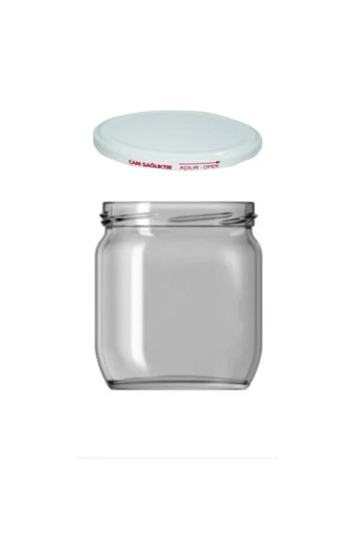 Paşabahçe 10 Adet Beyaz Metal Kapak Cam Kavanoz 425 Cc