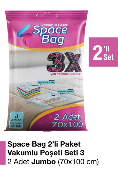 Space Bag 2 Adet 70x100 Cm Vakumlu Poşet Seti