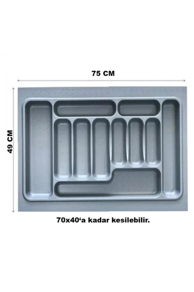 Nobel 75 X 49 Cm Çekmece Içi Kaşıklık Gri 70x40 Cm'e Kadar Kesilebilir - 2
