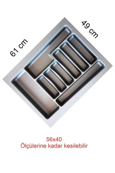 Tempo Gri Renk Çekmece Içi Düzenleyici Kaşıklık T-2261 / 61x49 Cm