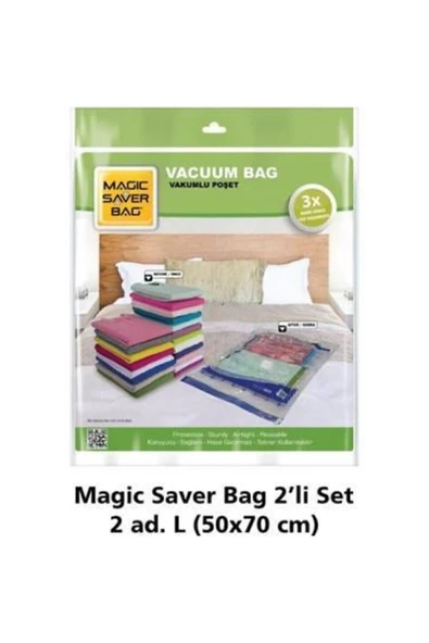 MAGİC SAVER Vakumlu Hurç 2'li Set Large 50x70 - 2 - Turuncu - Resim 3
