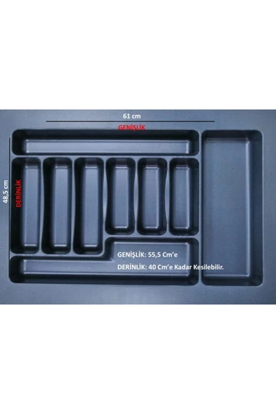 Ersa Hırdavat 61cm X 48,5cm Çekmece Içi Kaşıklık Antrasit (55,5X40 CM'E KADAR KESİLEBİLİR) - 2