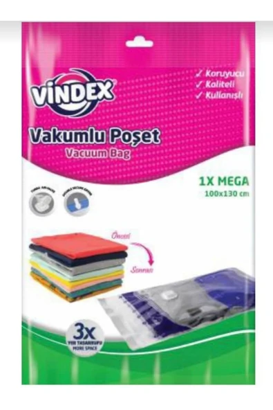 Vindex Vakumlu Hurç Poşet 100x130 Mega 1 ADET ürün görseli