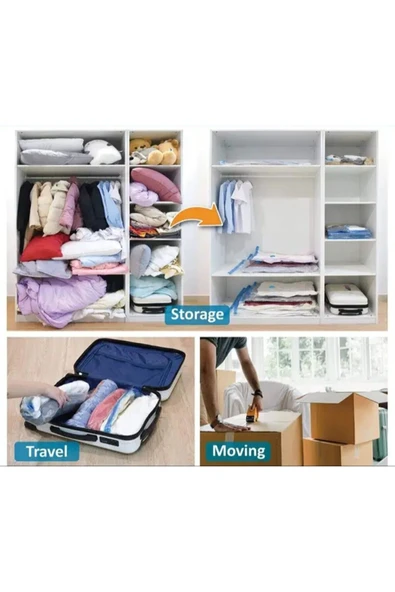 NESTA HOME PRO PRATİC 5 ADET BÜYÜK BOY 80x100 vakumlu hurç vakumlu poşet,torba,düzenleyici saklama - Resim 2