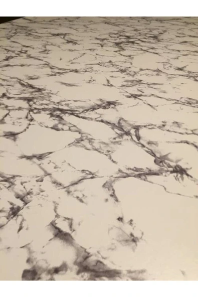 FANTASTIC Astarlı Silinebilir Pvc Muşamba Masa Örtüsü Gri Füme Mermer Desen 4-6-8-12 Kişilik - 3